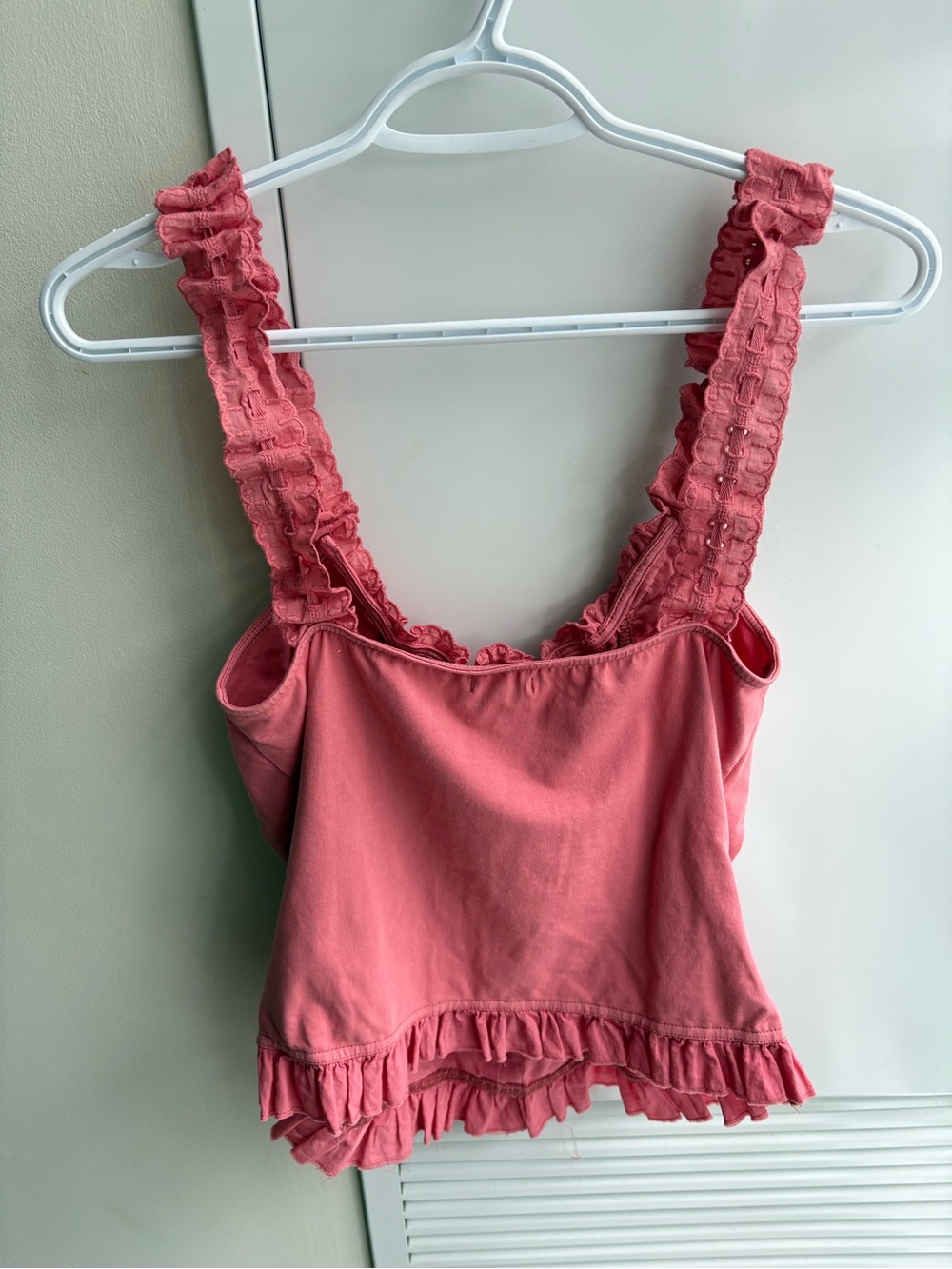 Womens Pink Ruffle Button-Front Tank Top - Picture 7 of 12
